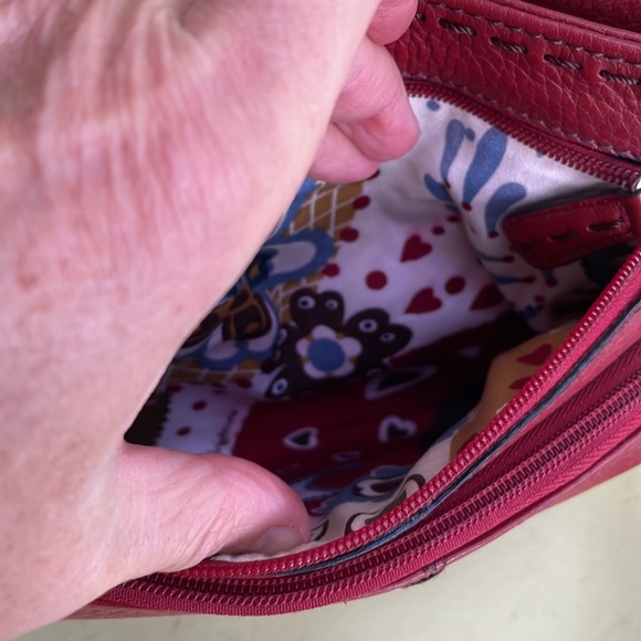 Vintage burgundy/silver Brighton pebbled leather crossbody bag - Picture 13 of 16